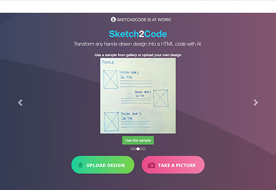 Sketch2Code, Transform sketches into HTML using AI