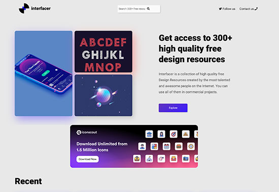 Interfacer, 300+ free design resources