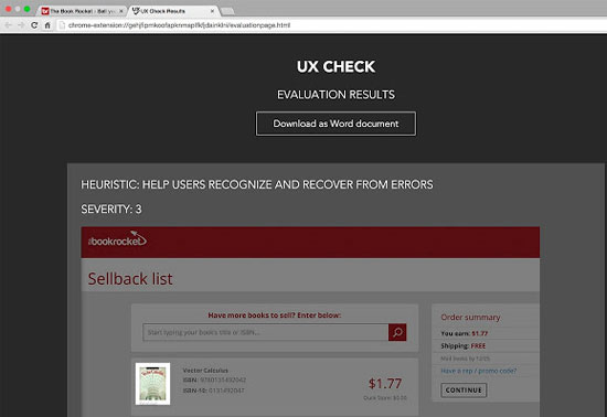 UX Check Chrome Extensions